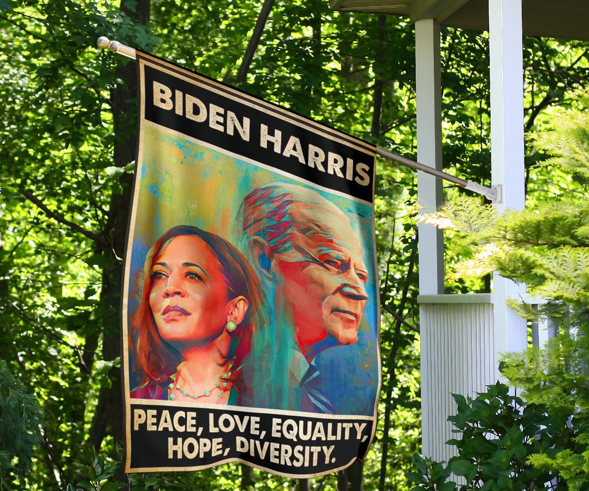 Biden Harris Flag Peace Love Equality Hope Diversity Biden Merch Outdoor Decor