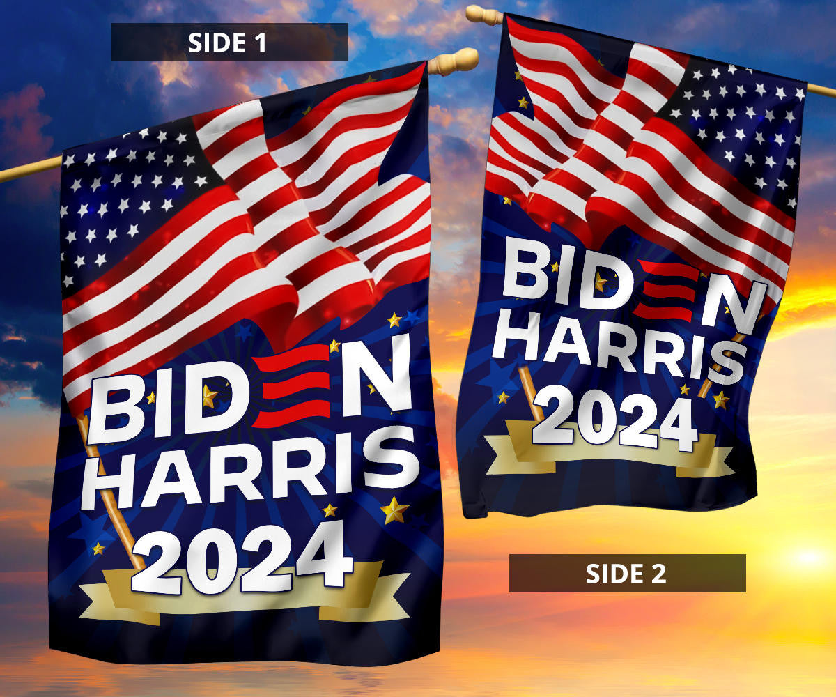 Biden Harris 2024 Flag Patriotic Re-Elect Biden Presidential Campaign 2024 Yard Flag