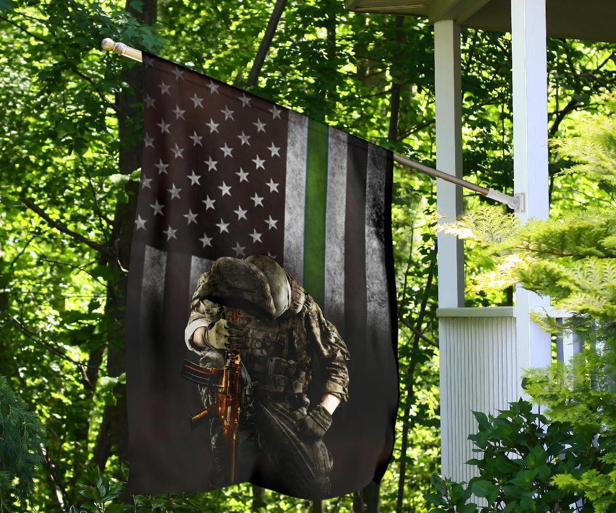 Thin Green Line Flag Honoring Military Patriotic Outdoor Decor Gift For Veteran