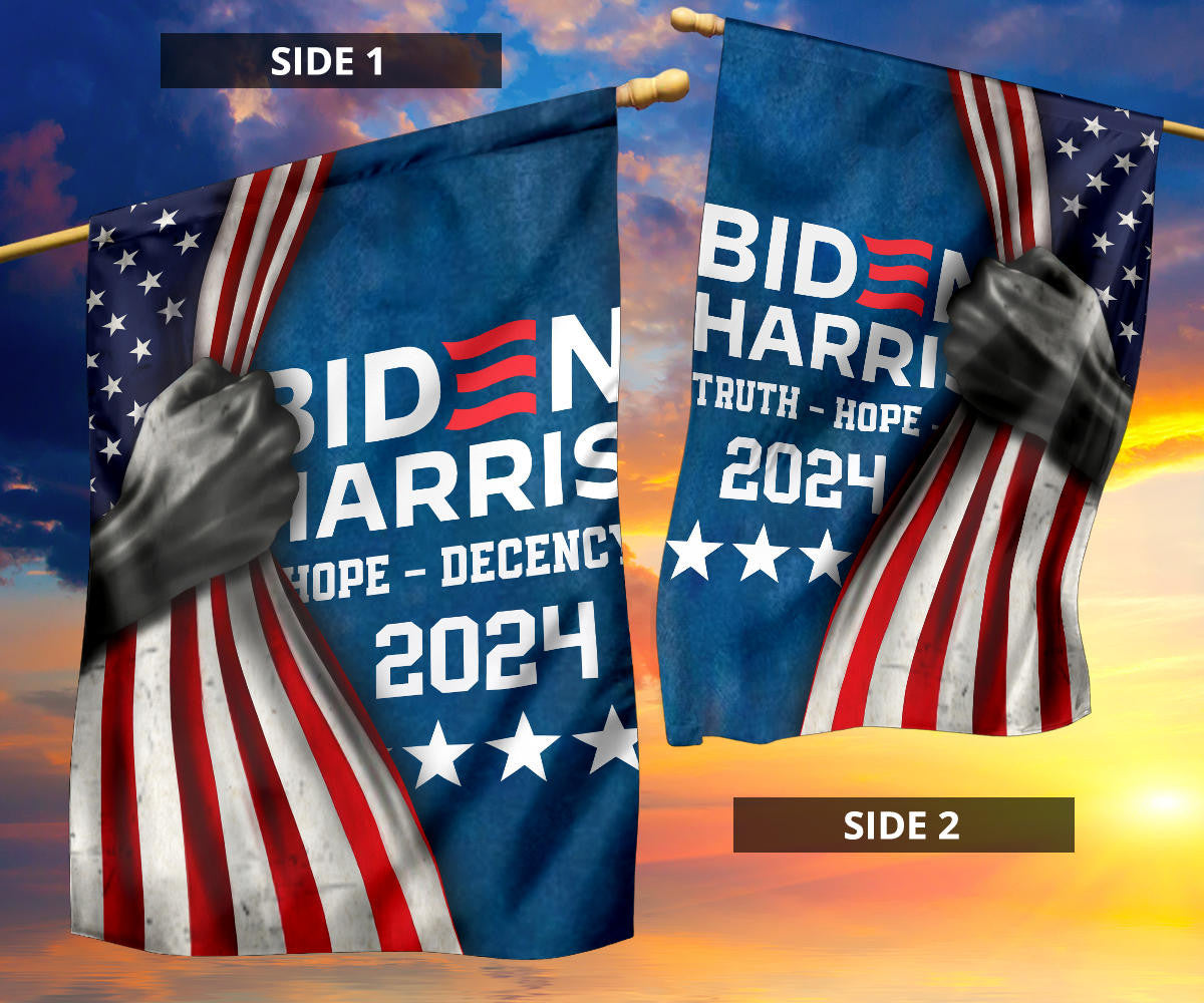 Biden Harris 2024 Hope Decency Flag And American Flag Support Biden Harris Merch