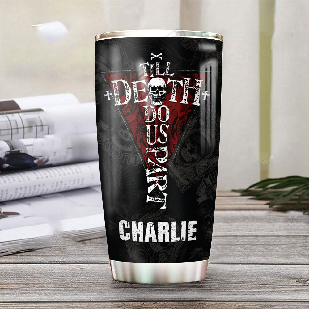 Personalized Skull Biker CoupleTumbler Till Death Do Us Part