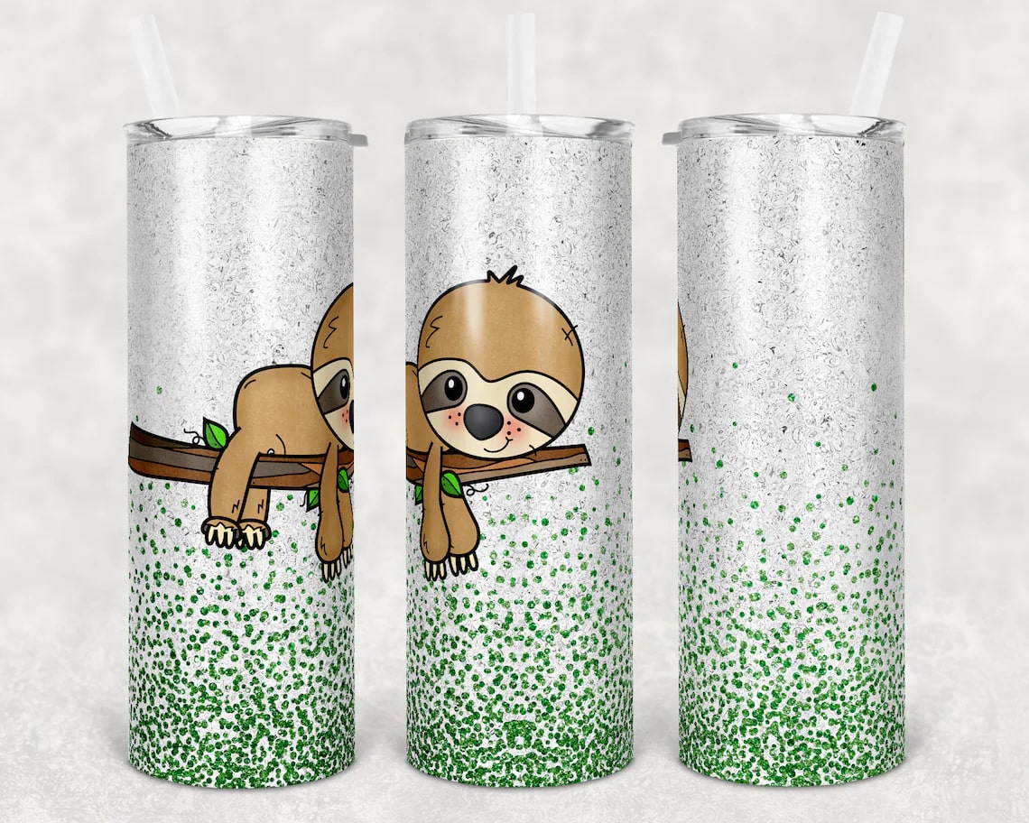 Funny Skinny Tumbler Sloth Skinny Tumbler Feelin Slothy Need Coffee