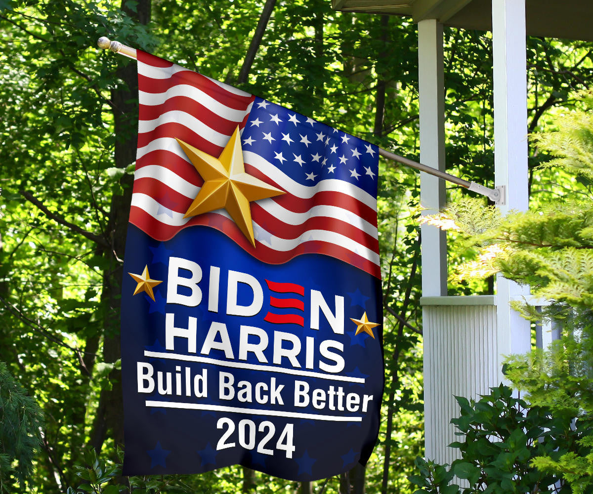 Biden Harris 2024 Build Back Better Flag Re-Vote Joe Biden Presidential Campaign Banner