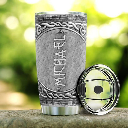 Personalized Viking Skull Tumbler Silver