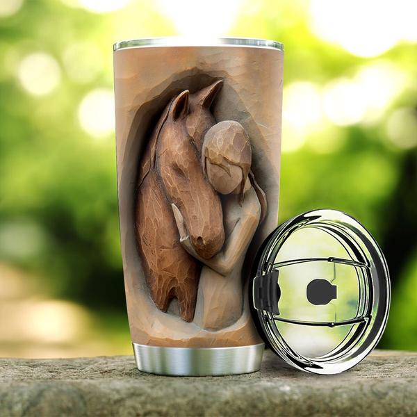 Personalized Horse Tumbler Horse With Girl Wood