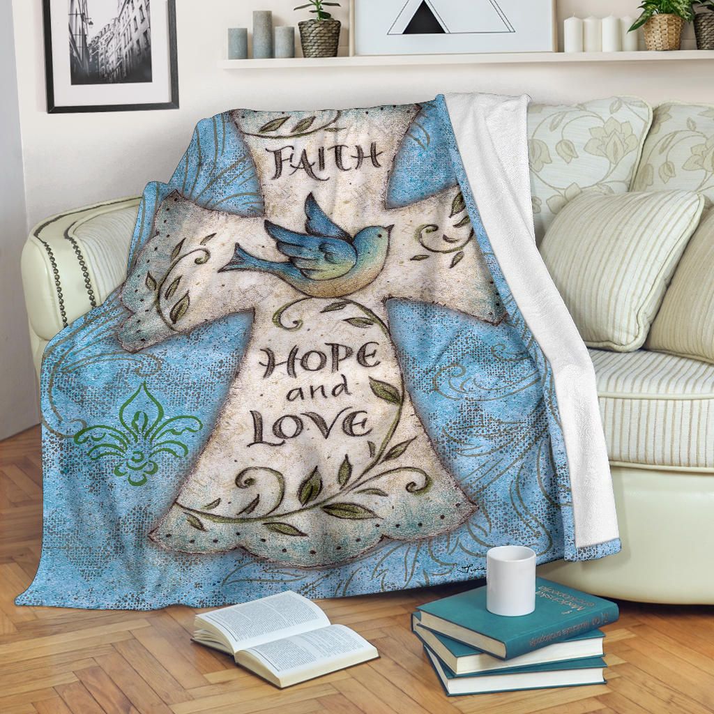 Faith Hope And Love Cross Fleece Religious Christian Mother's Day Gift For Women