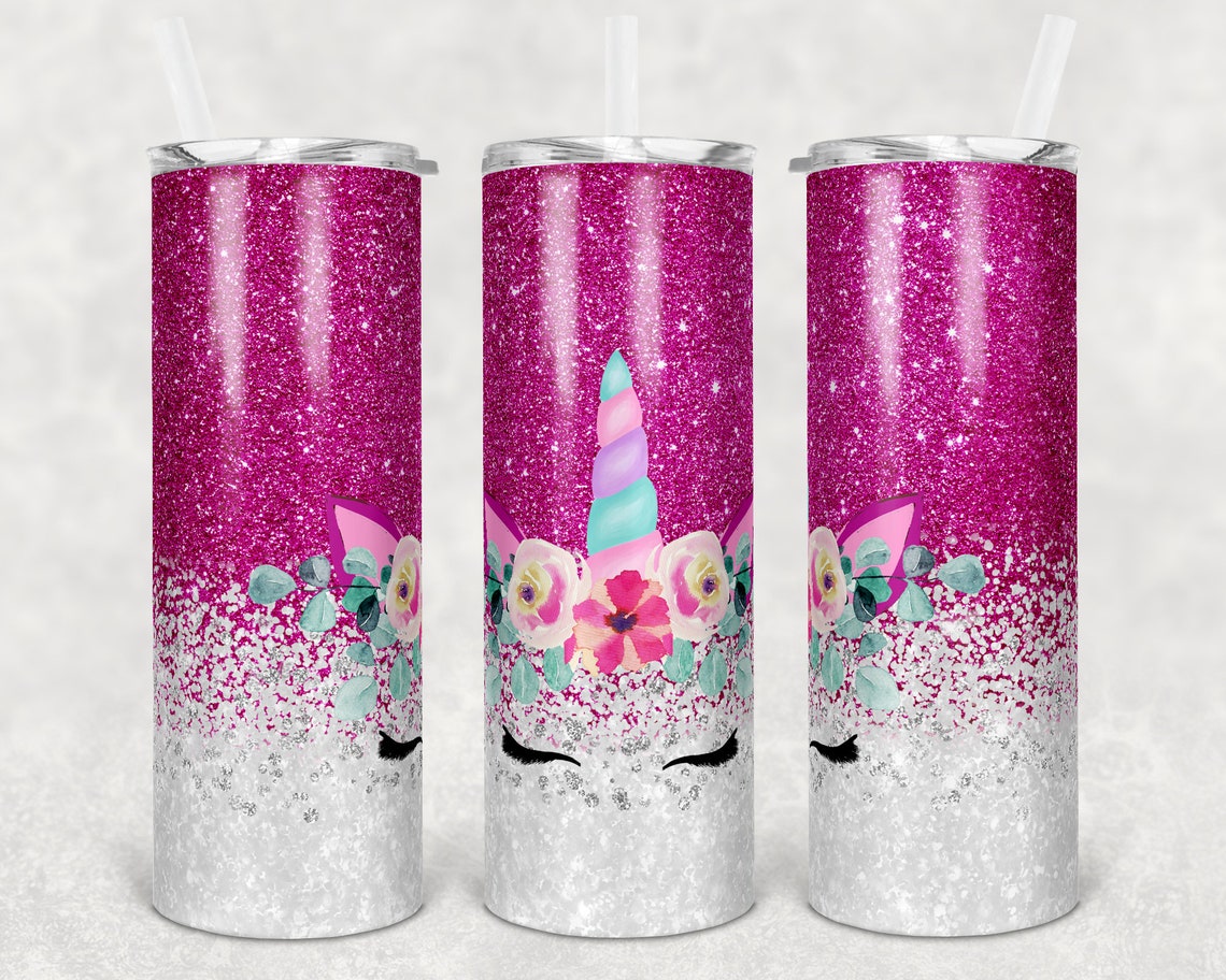 Unicorn Skinny Tumbler Glitter Pink Skinny Tumbler