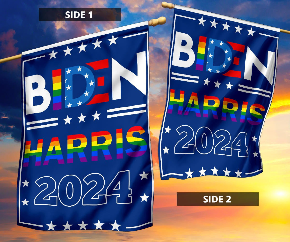 Biden Harris 2024 Gay Pride Flag LGBT Support Biden Harris 2024 Political Merchandise