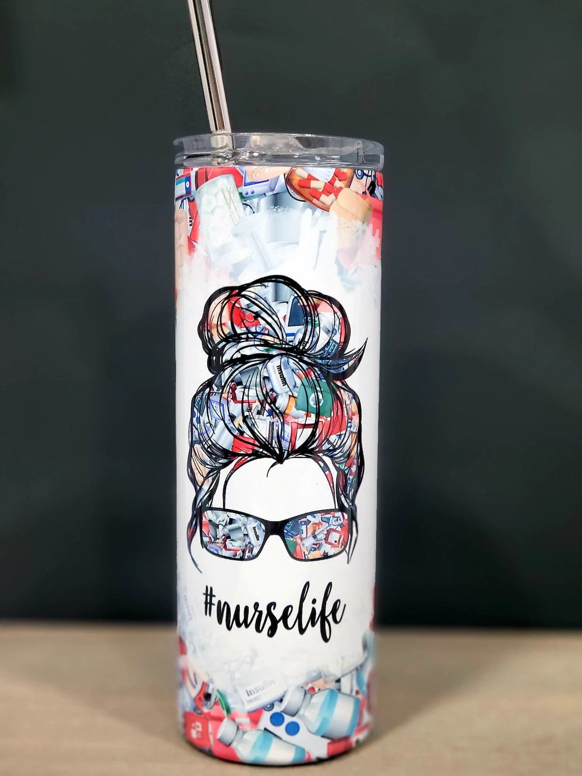 Nurse Skinny Tumbler Messy Bun Nurse Life Gift For Nurse