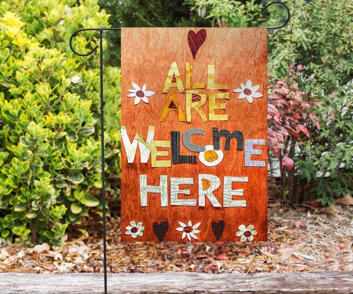 All Are Welcome Here Flag Flag Welcome Flag For Home Front Porch Decorative