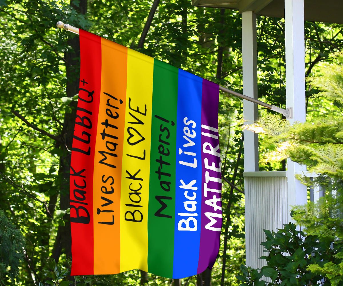 BLM And LGBT Flag Rainbow Flag Black Lives Matter Right Racism Flag Inside Outside Decor