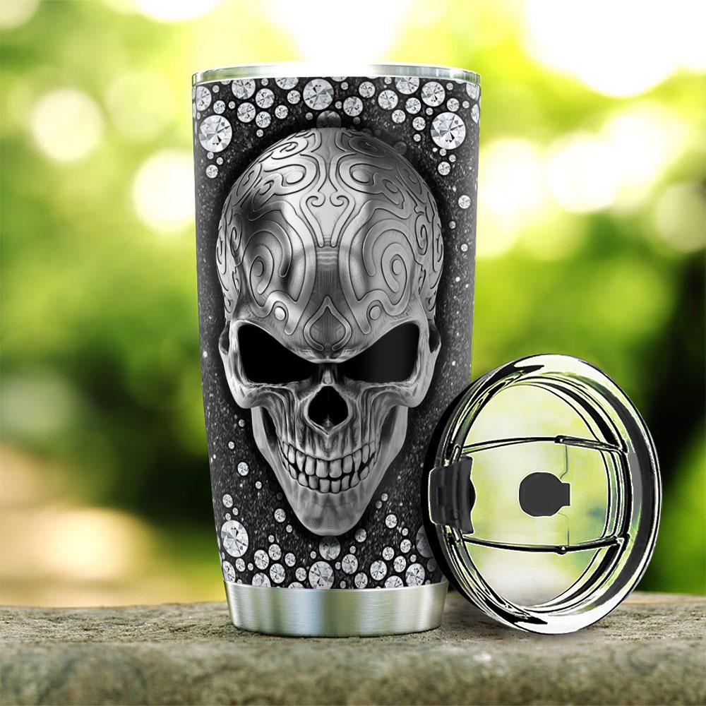 Personalized Diamond Skull Tumbler