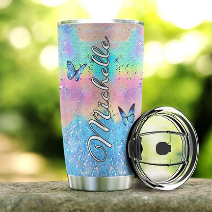 Personalized Butterfly Hologram Tumbler Gift For Her