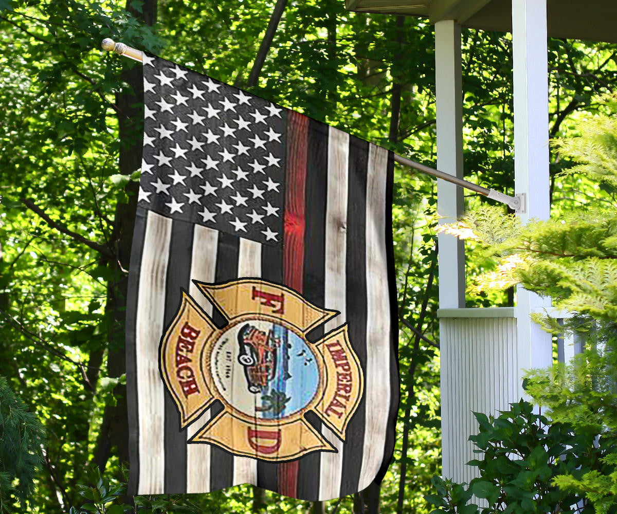 Thin Red Line Imperial Beach Badge Flag Honor Firefighter Rescuer Imperial FD Beach