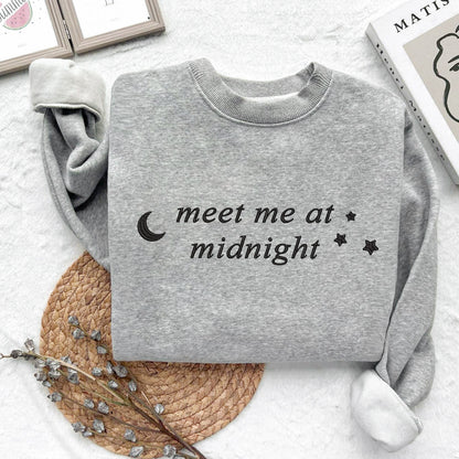 Embroidered Meet Me At Midnight Shirt,  Embroidered Shirt Gift,Meet Me At Midnight Embroidered Sweatshirt Hoodie