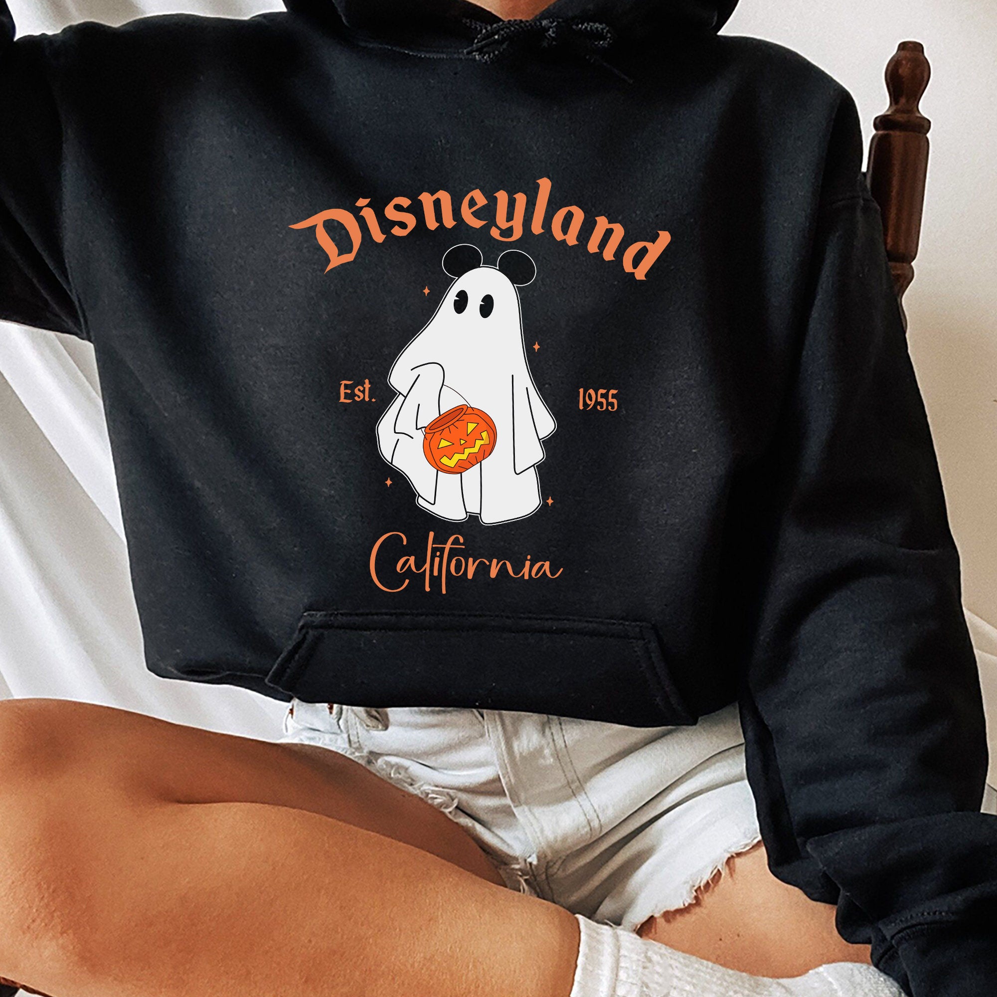 Disneyland Est 1955 Mickey Mouse Sweatshirt, Disneyland Halloween Matching Shirt, Halloween Mickey Ghost,Mickey Halloween Pumpkins Hoodie