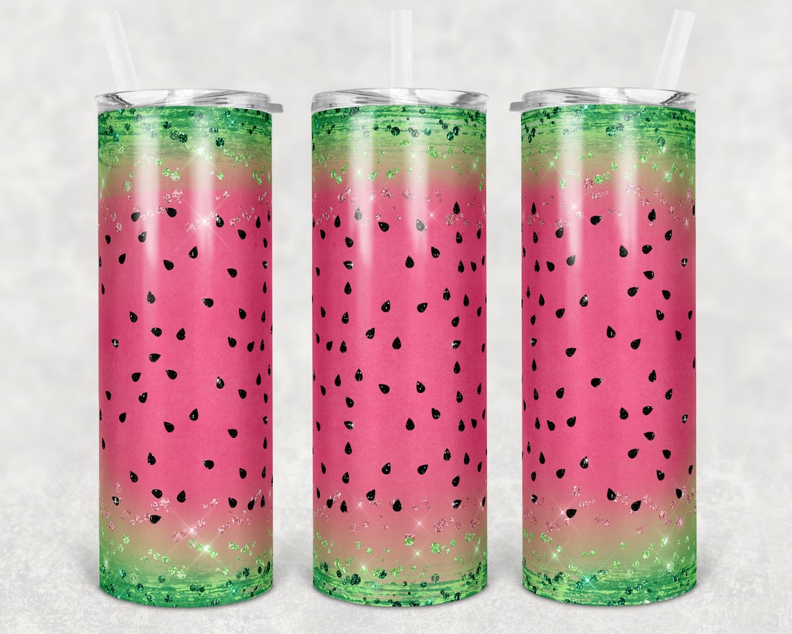 Glitter Watermelon Skinny Tumbler