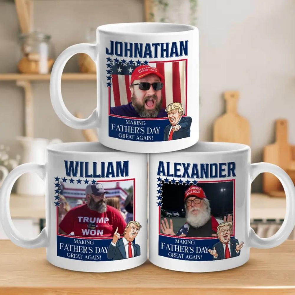 Custom Photo Making Father's Day Great Again - US Election Trump Mug - Father's Day Gift For Trump Supporters