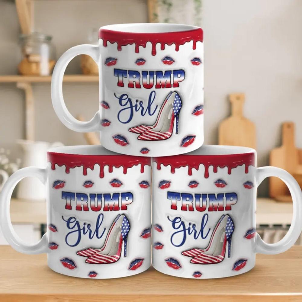 This Girl Loves Trump - US Elections 3D Inflated Effect Printed Mug, Trump Mug - Gift For Best Friends, BFF, Sisters