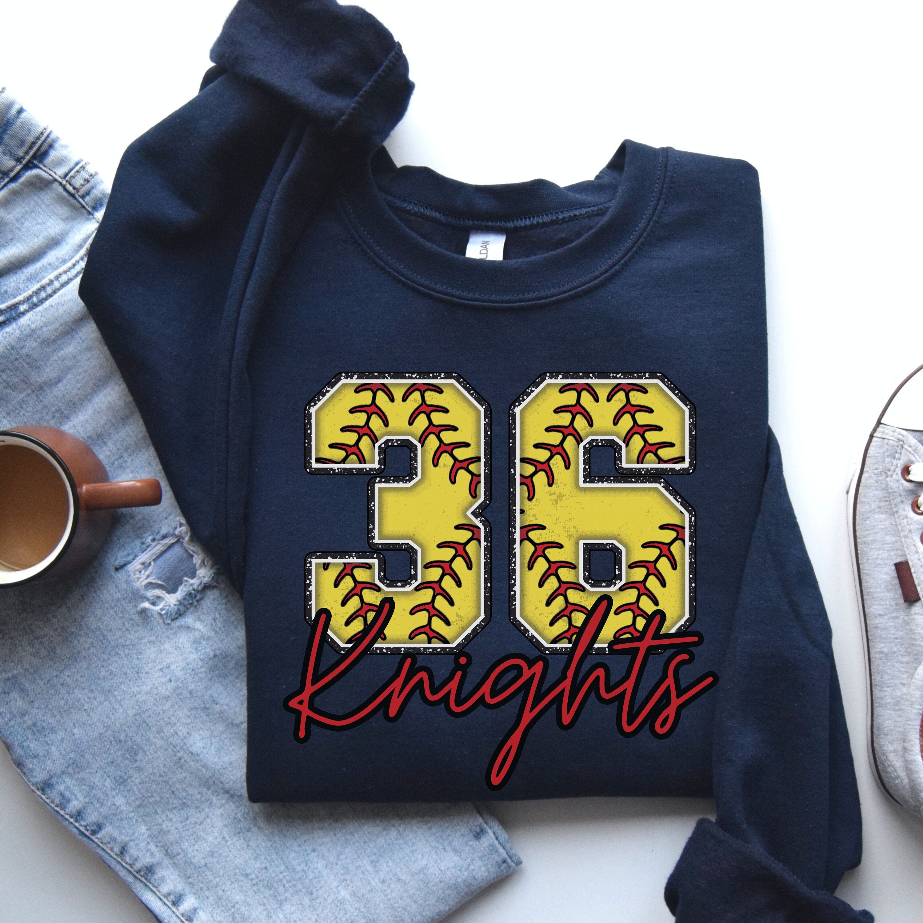 Personalized Softball Mom Crewneck, Distressed Softball Pullover, Softball Number Sweater, Custom Softball Team