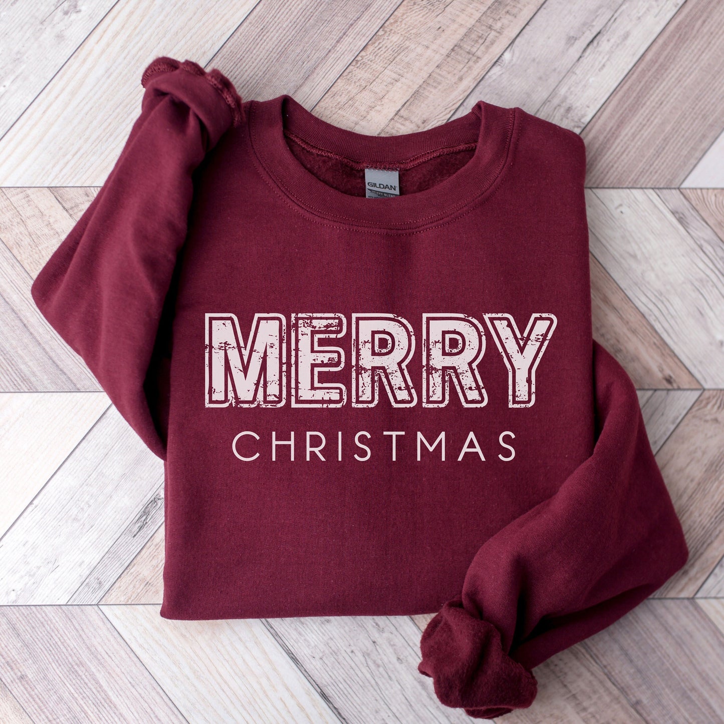 Distressed Merry Christmas Sweatshirt, Womens Christmas Sweater, Merry Sweatshirt, Christmas Crewneck Pullover, Holiday Merry Sweatshirt