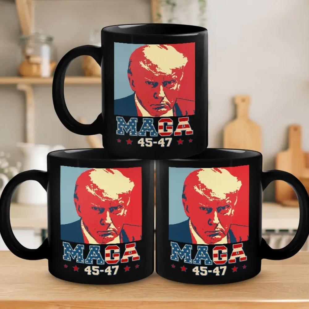 Maga 45-47, We Stand With Trump - Trump Election Black Mug