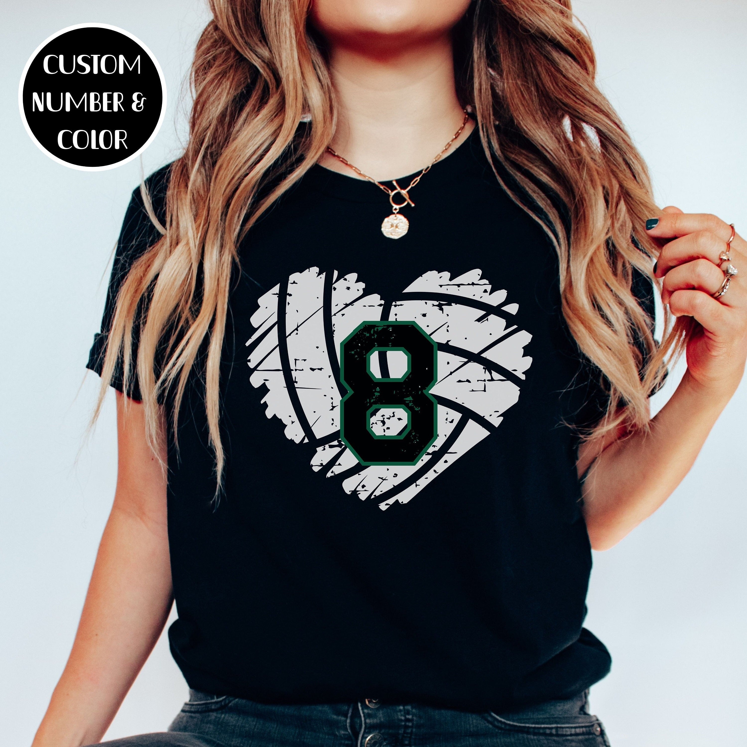 Custom Volleyball Number Shirt, Personalized Volleyball Mom Shirt, Volleyball Team Shirt, Cute Volleyball Heart Shirt, Volleyball Team Gift