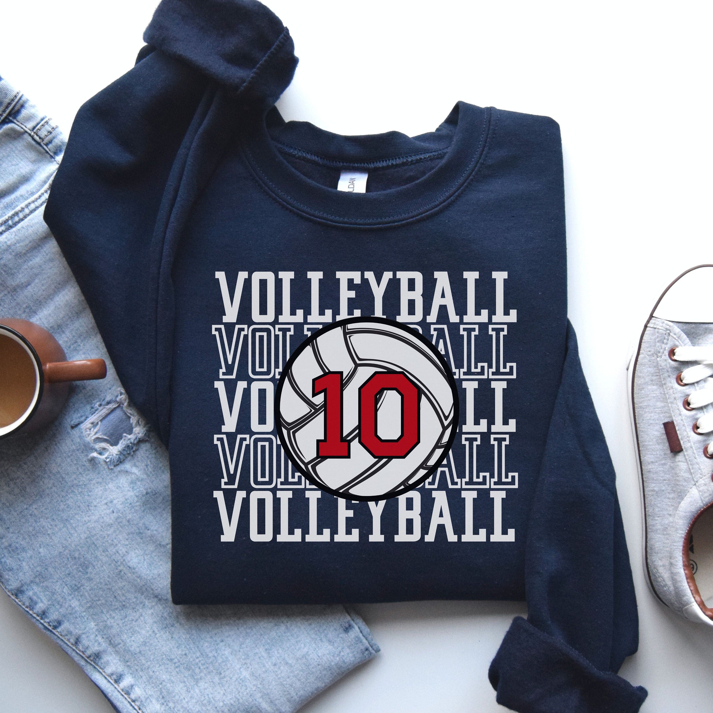 Personalized Volleyball Mom Crewneck, Volleyball Pullover, Volleyball Number Shirt, Custom Volleyball Team