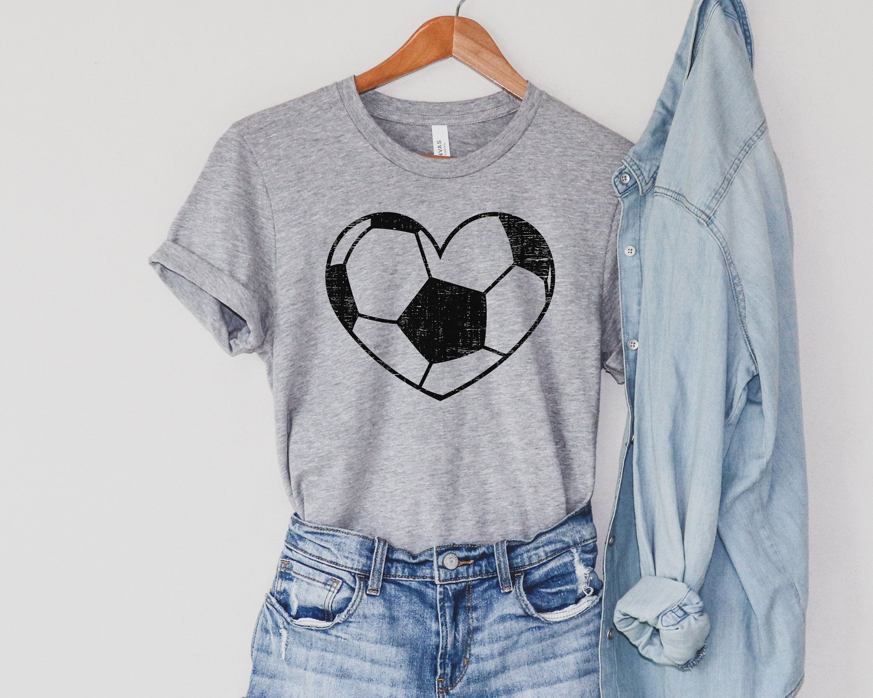 Custom Soccer Number Shirt, Personalized Soccer Mom Shirt, Soccer Fan Shirt, Cute Soccer Heart Shirt 2M