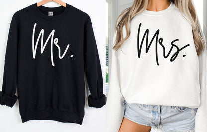 Custom Mr and Mrs Sweatshirts, Matching Bride and Groom Sweatshirt, Mrs Last Name Sweatshirt, Bride and Groom Personalized Sweatshirt 2M