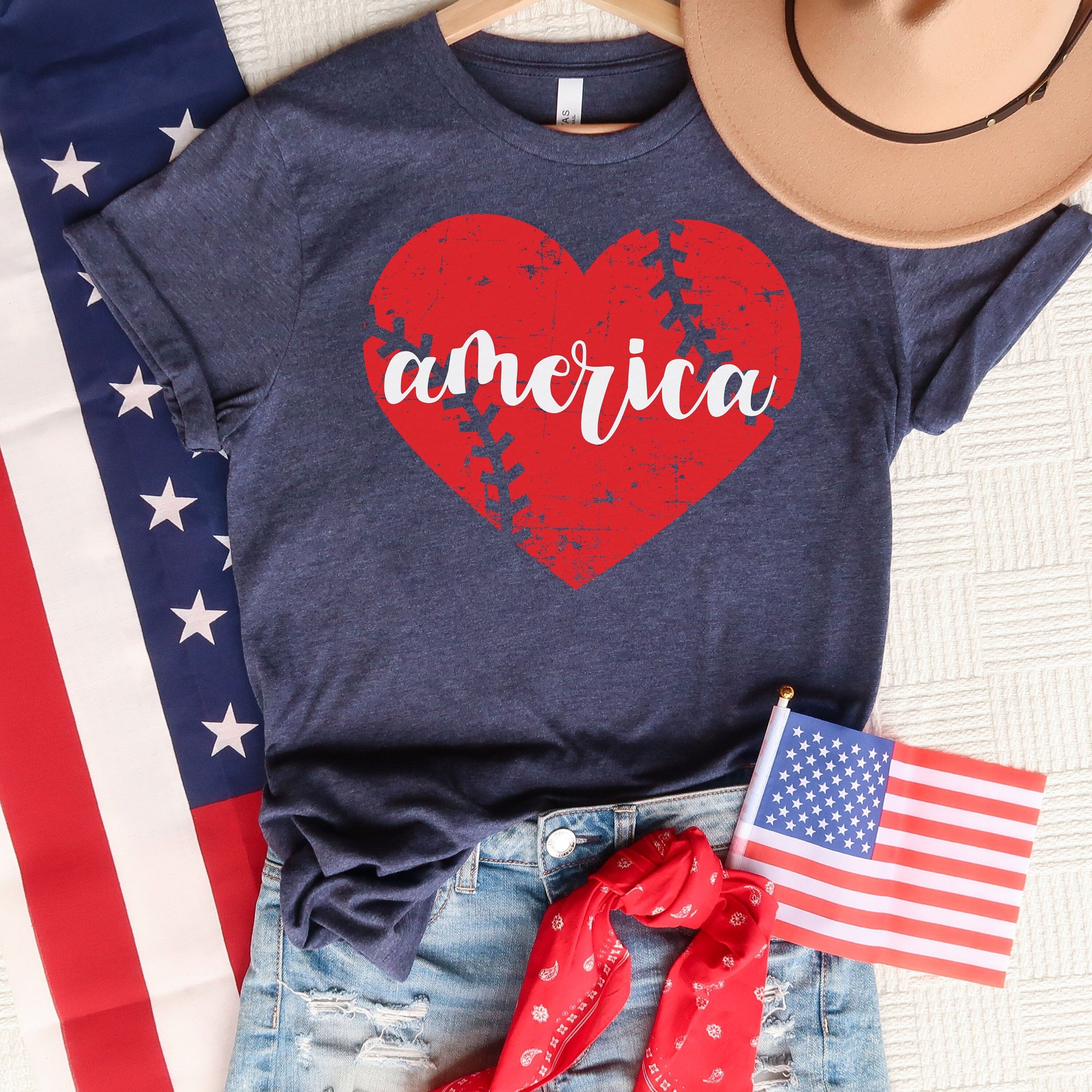 Distressed American Baseball Shirt, 4th of July Baseball Shirt, Baseball Fan Shirt, 4th of July shirt, Patriotic Baseball Tee