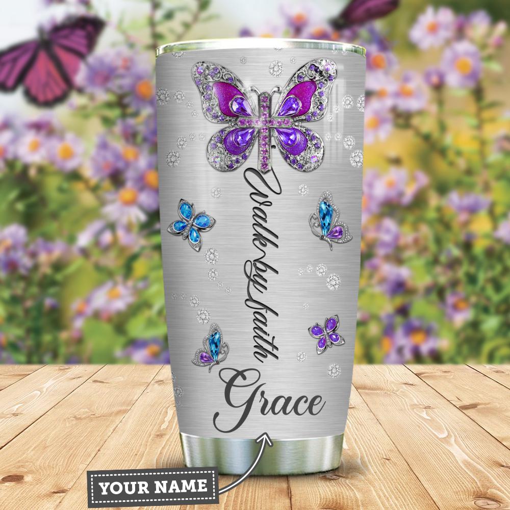 Personalized Butterfly Tumbler Gift For Women Wake By Faith