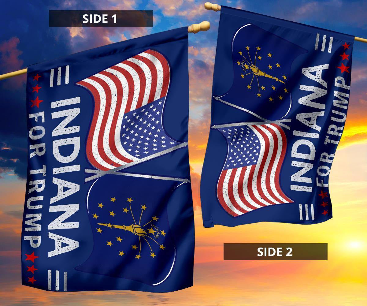 American And Indiana Flag Trump For President 2024