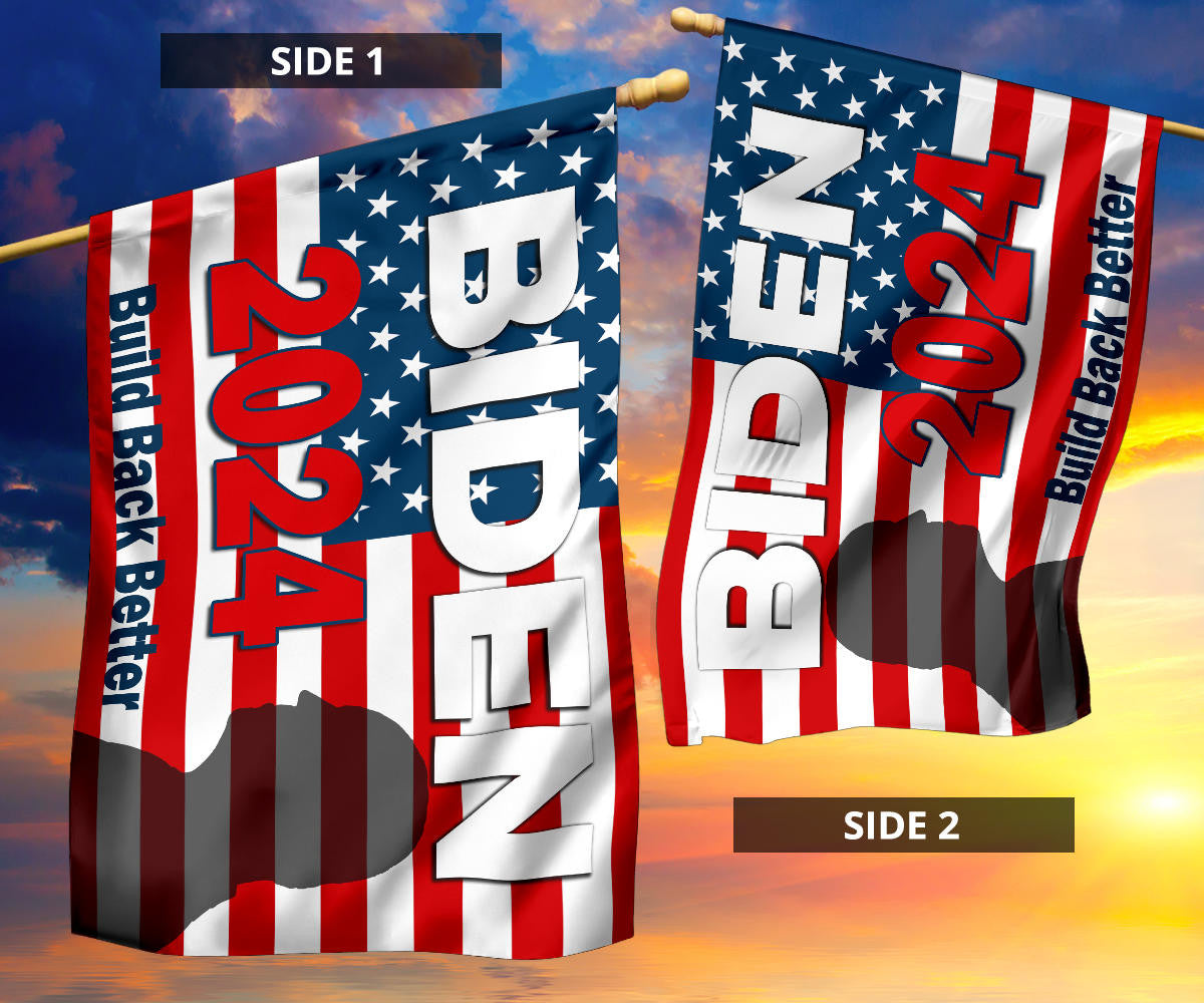 Biden 2024 Build Back Better Flag And American Flag Support Joe Biden 2024 Campaign