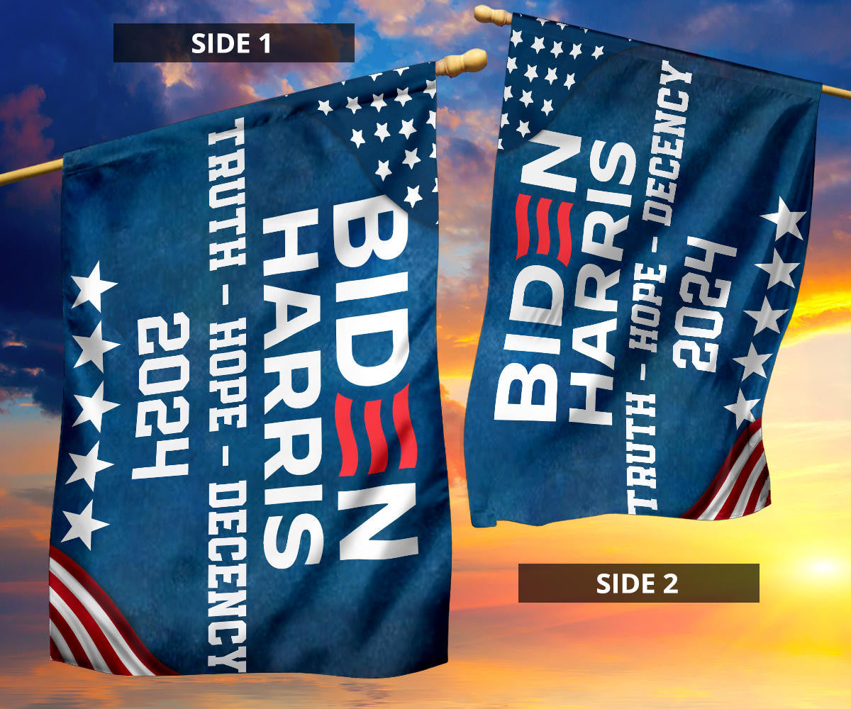 Biden Harris 2024 Truth Hope Decency Flag Joe Biden Presidential Election Yard Flag Decor