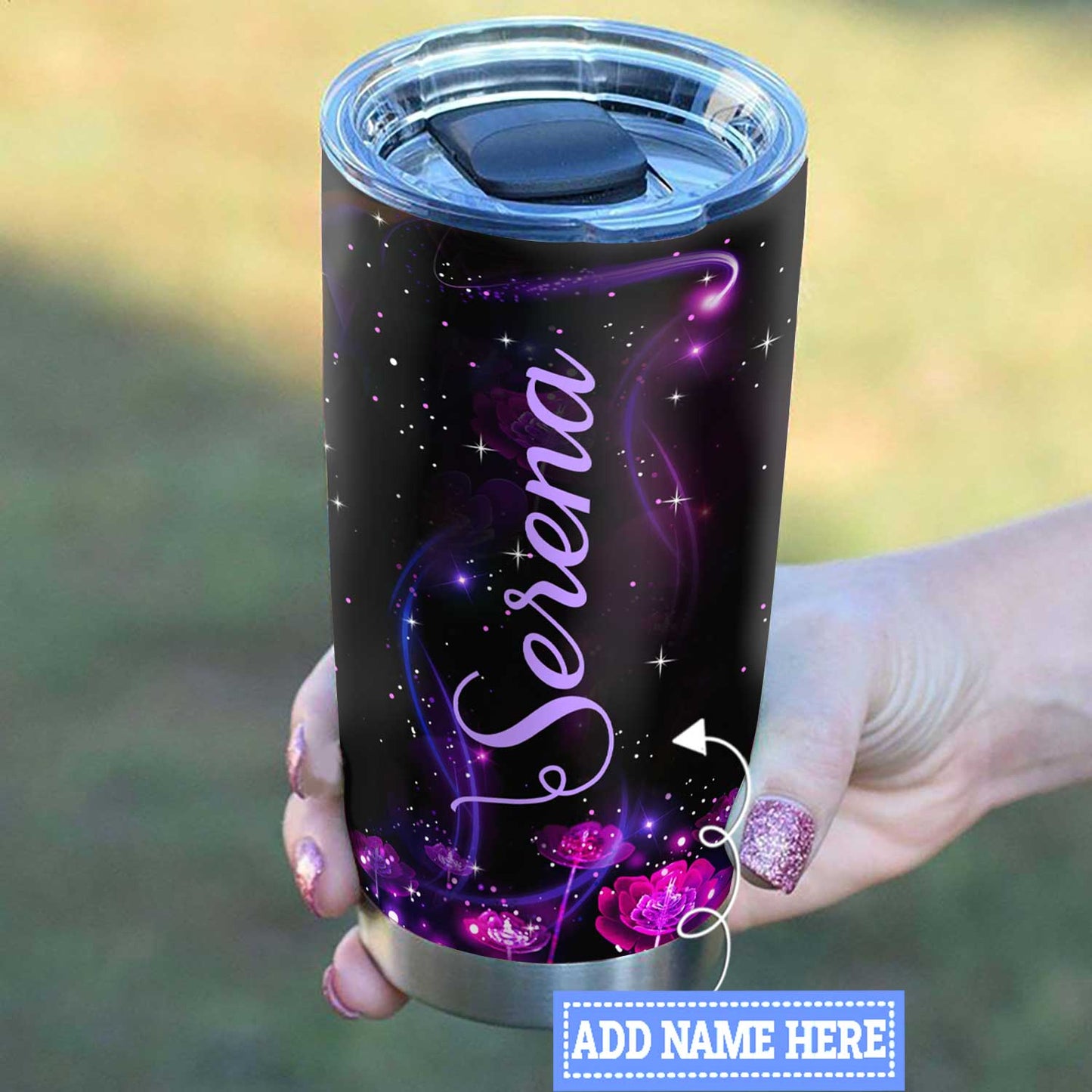 Personalized Purple Butterfly Tumbler Faith Hope Love Galaxy Tumbler