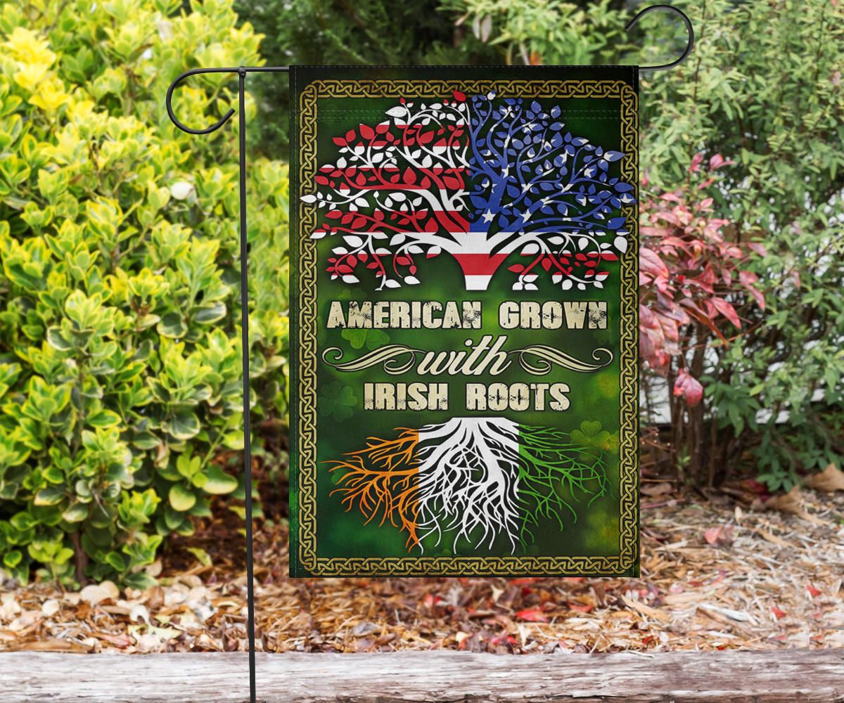 American Grown With Irish Roots Flag Shamrock Flag St Patrick's Day Flag