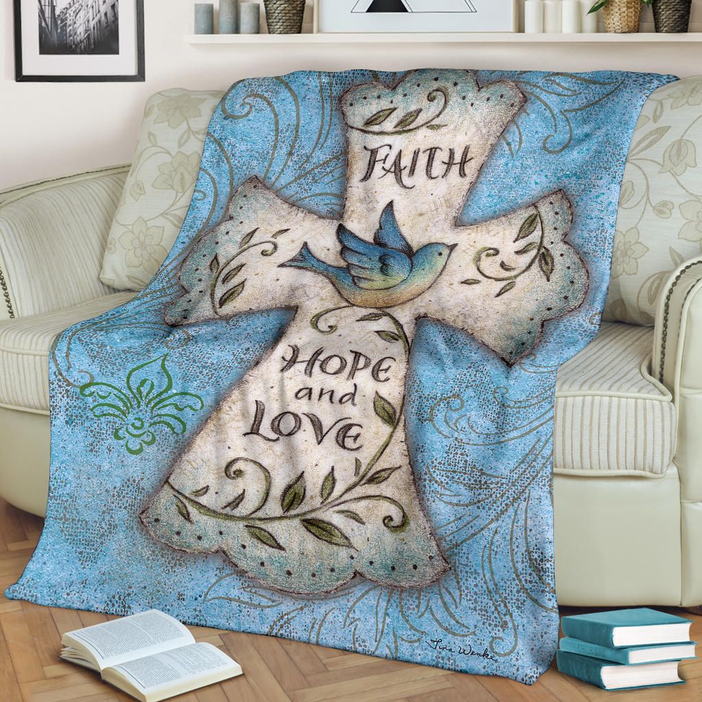 Faith Hope And Love Cross Fleece Religious Christian Mother's Day Gift For Women