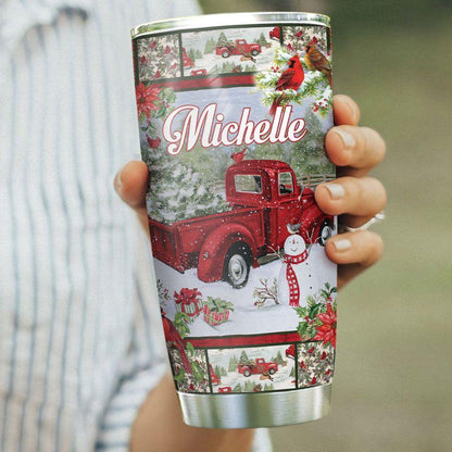 Personalized Christmas Truck Tumbler Cardinal Tumbler