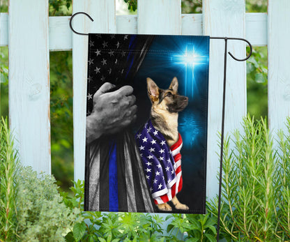 Thin Blue Line Dog America Flag God Bless America Decor