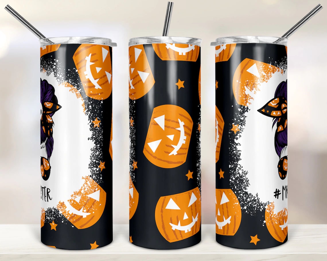 Halloween Mom Skinny Tumbler Halloween Pumpkin Momster