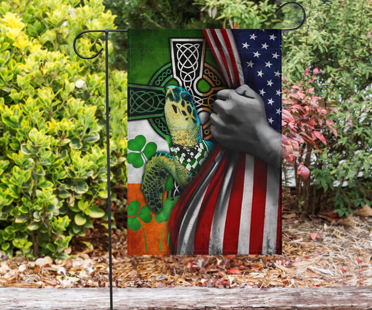 Turtle Irish American Flag Shamrock Irish Celtic Cross St Patrick's Day Decor For Turtle Lover