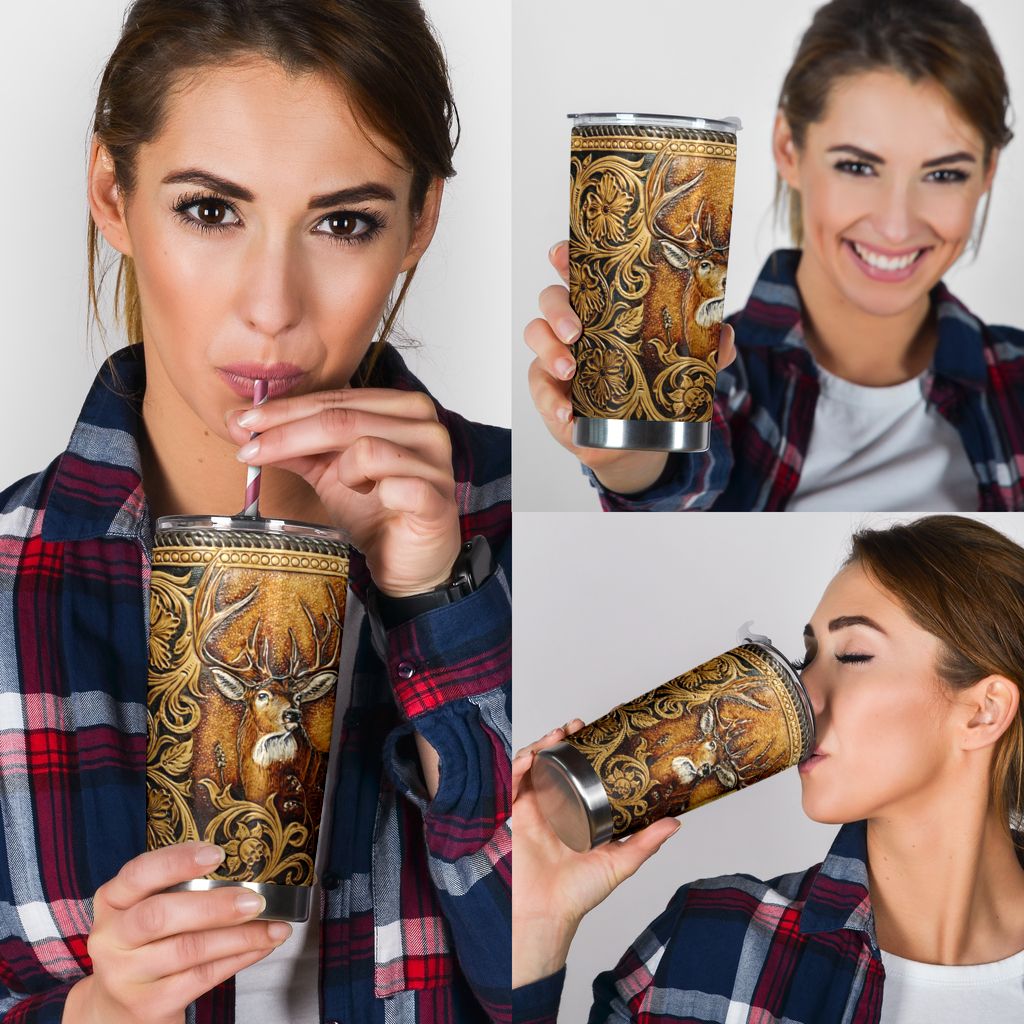 Deer Hunting Tumbler Wood Deer Style