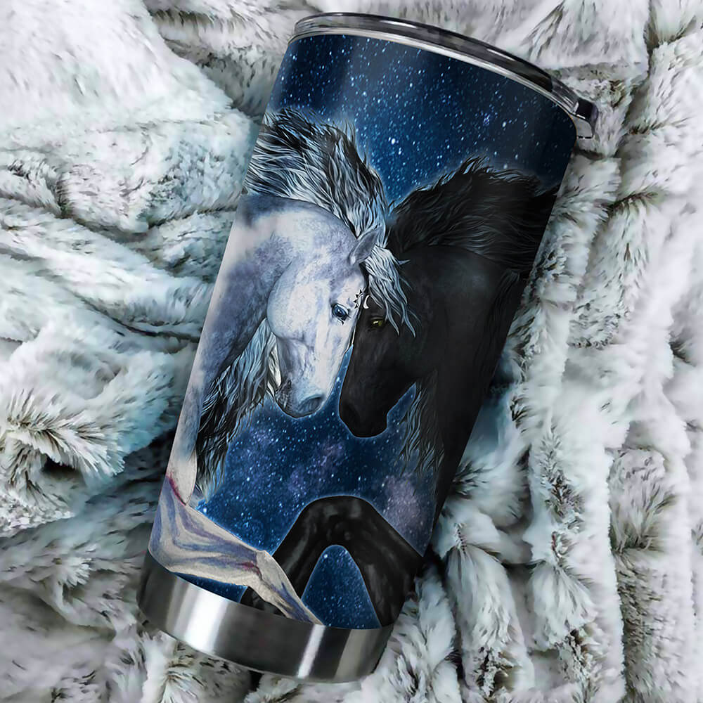 Personalized Black White Horse Couple Tumbler This Is Us A Little Bit Crazy