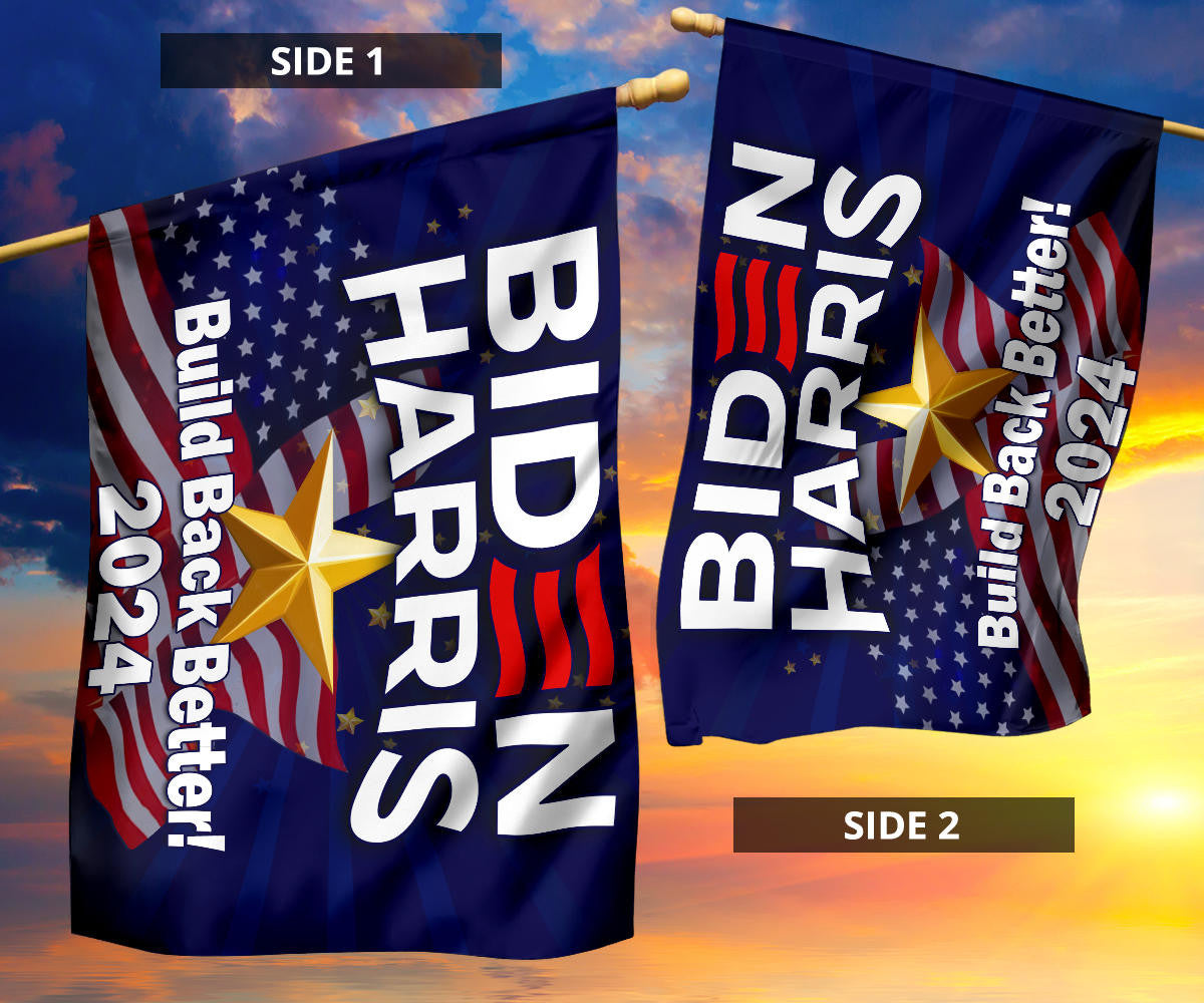 Biden Harris 2024 Flag Build Back Better Joe Biden Presidential Campaign Slogan Merch