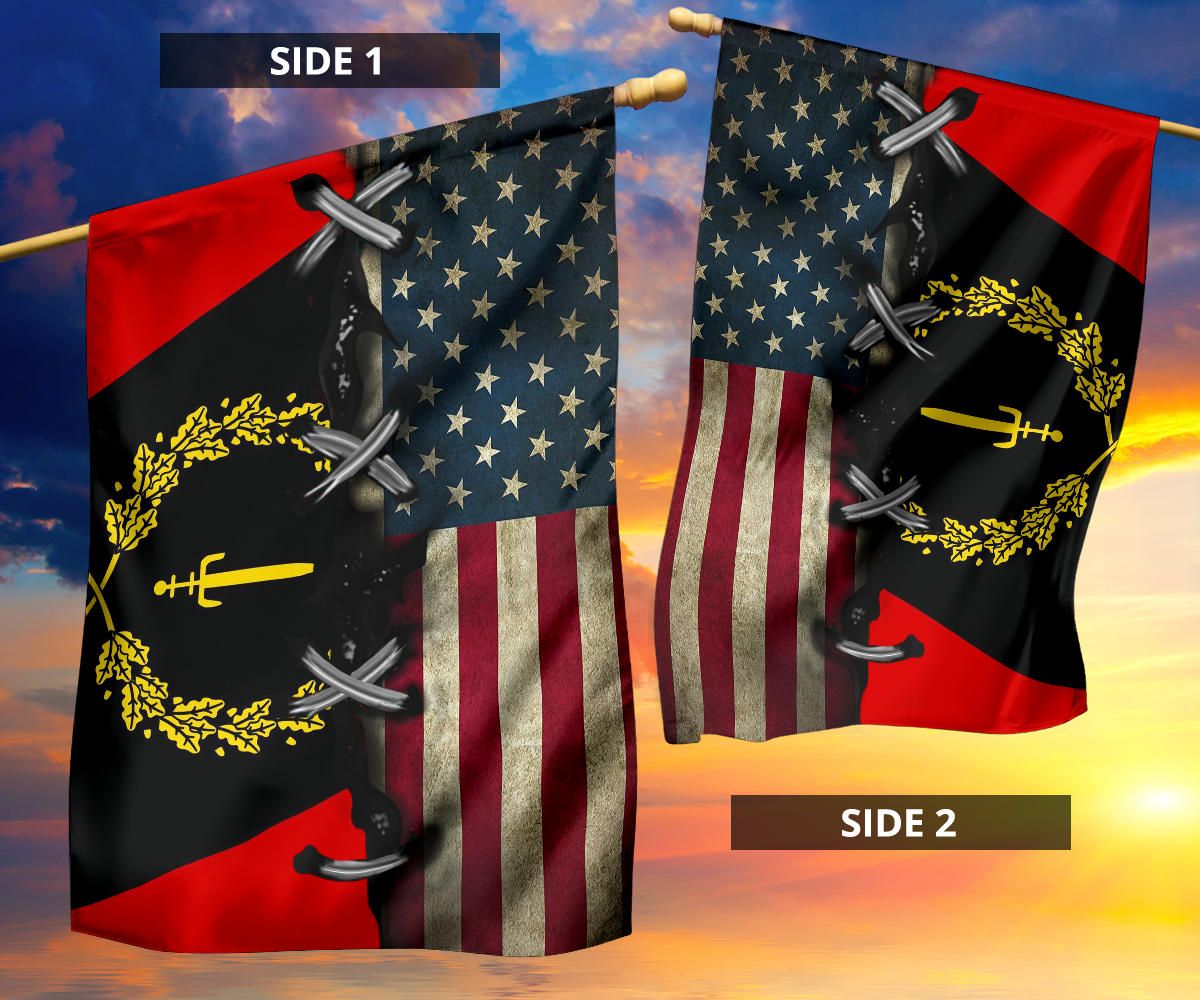 Black American Heritage Flag 1967 And American Flag Old Retro Black African American