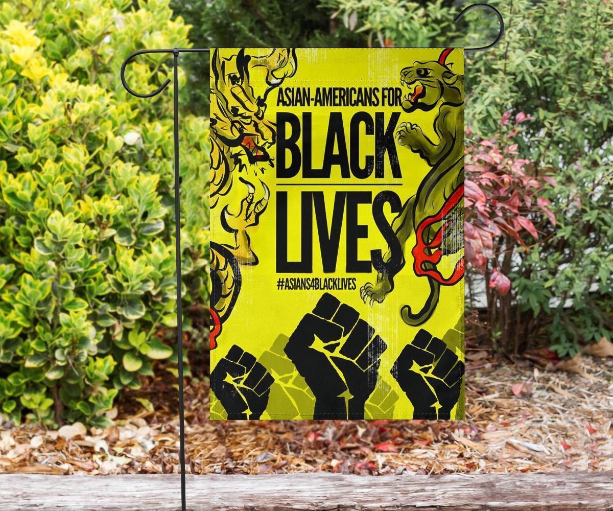 Asian-Americans For Black Lives Flag Yellow Peril Support Black Power Stop AAPI Hate Decor