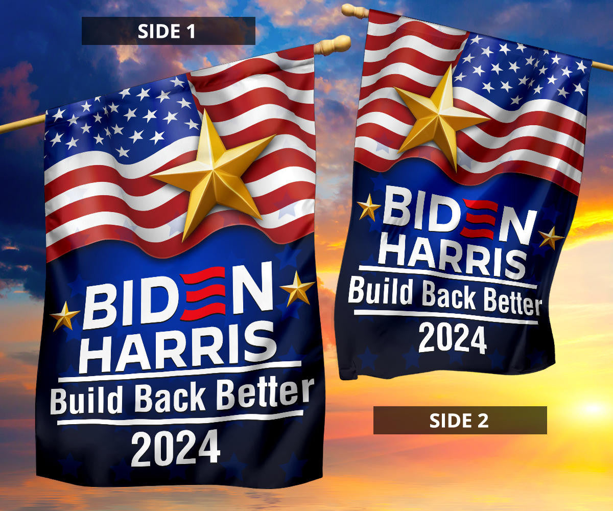 Biden Harris 2024 Build Back Better Flag Re-Vote Joe Biden Presidential Campaign Banner