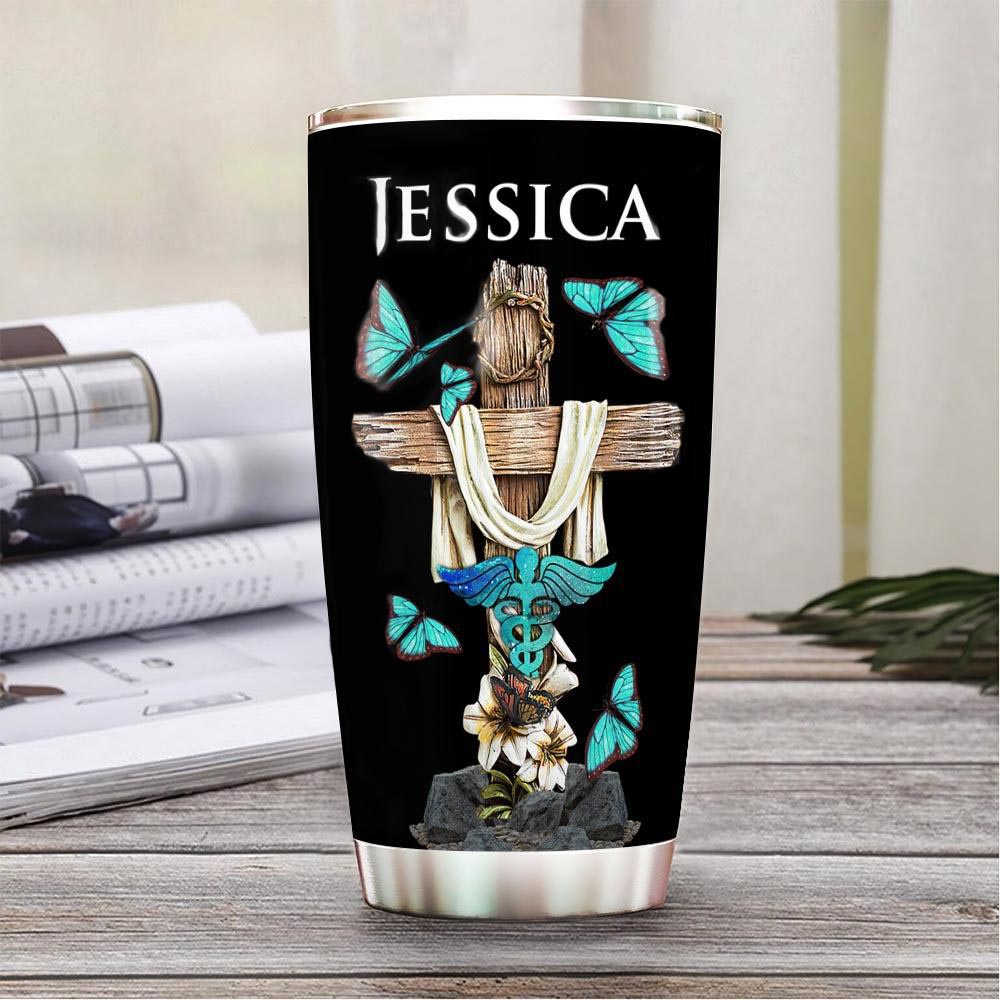 Personalized Nurse Tumbler A Child Of God A Woman Of Faith A Warrior Of Christ