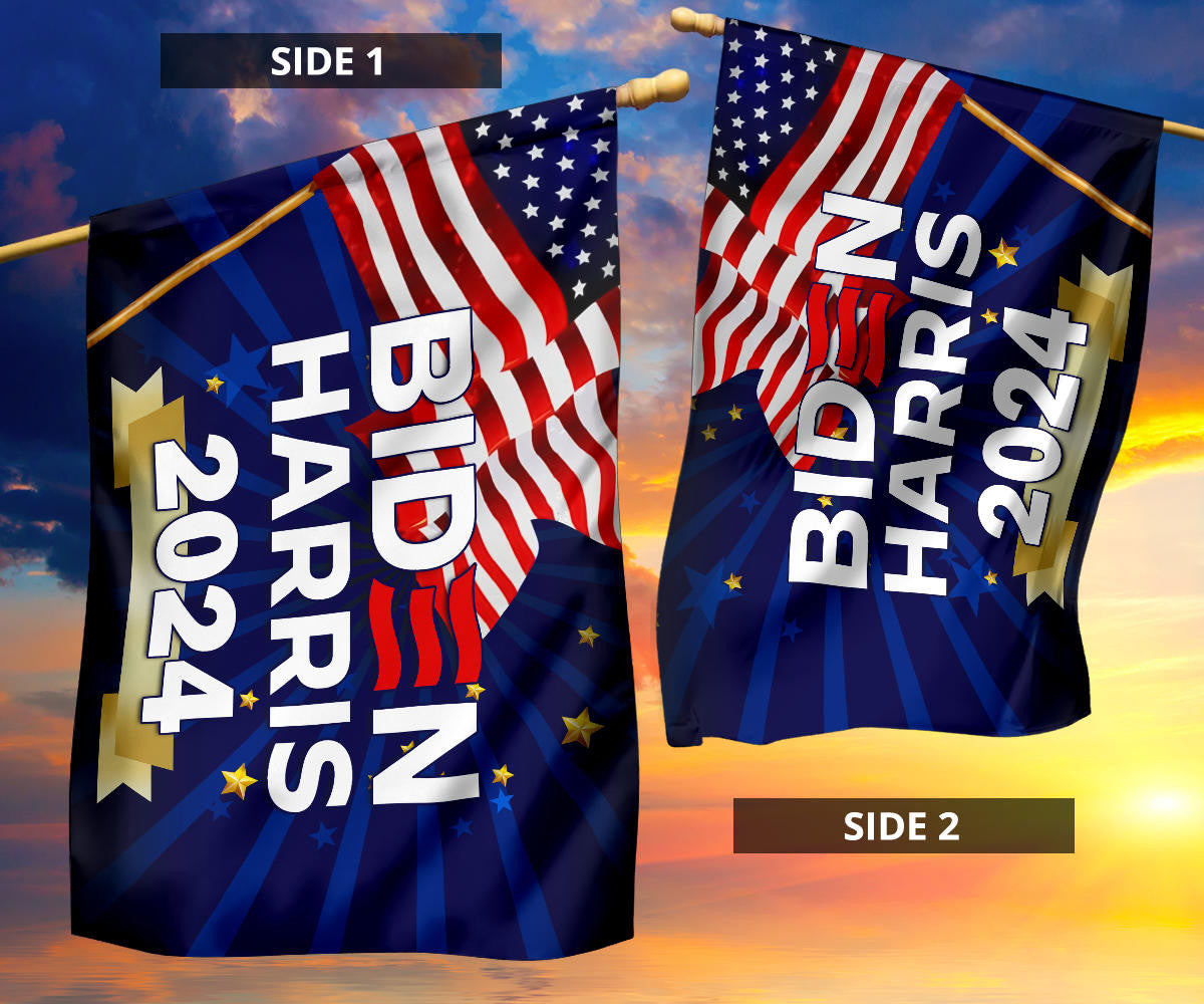 Biden Harris 2024 Flag Patriotic Re-Elect Biden Presidential Campaign 2024 Merch Decor